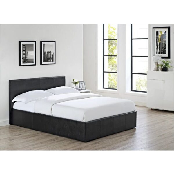 Faux Leather Bed Frame 5ft Kingsize Bed - Black