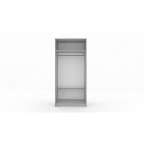 Hilton Mirror Sliding Door 90cm Wardrobe - White