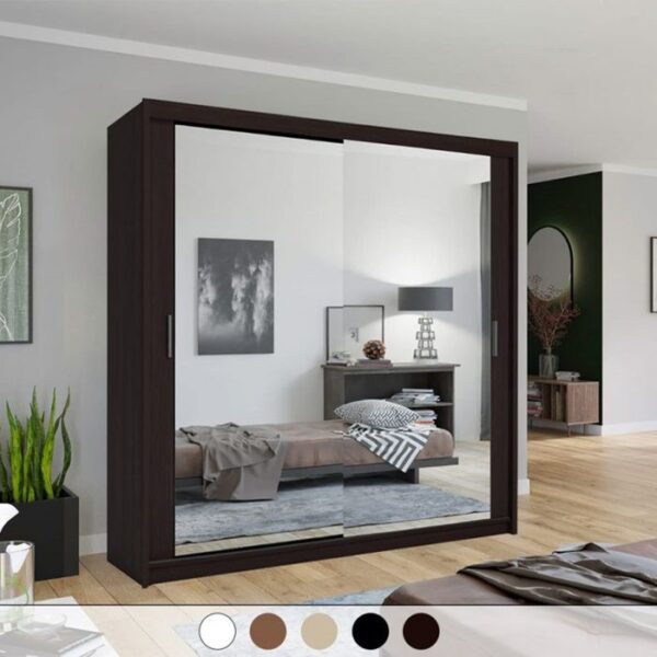 Hilton Mirror Sliding Door 120cm Wardrobe - Wenge