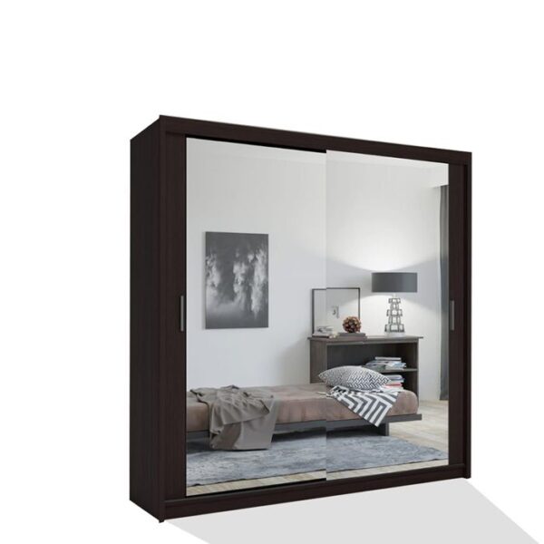 Hilton Mirror Sliding Door 120cm Wardrobe - Wenge