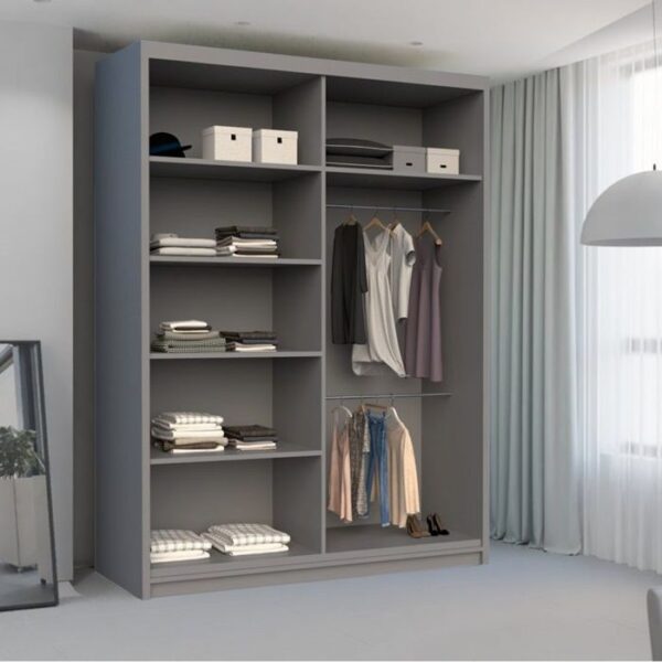 Norton Mirror Sliding Door 120cm Wardrobe - Grey