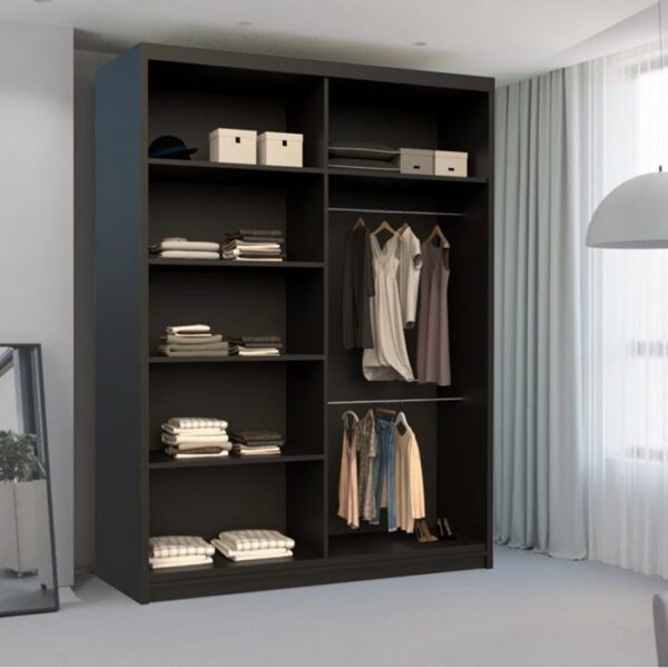 Norton Mirror Sliding Door 120cm Wardrobe - Black