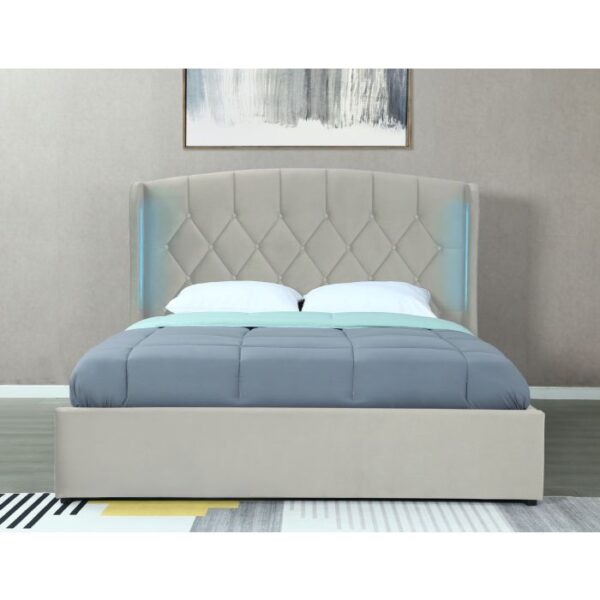 Mayfair Ottoman Storage Silver Bed Frame with LED - Standard Double 4ft6