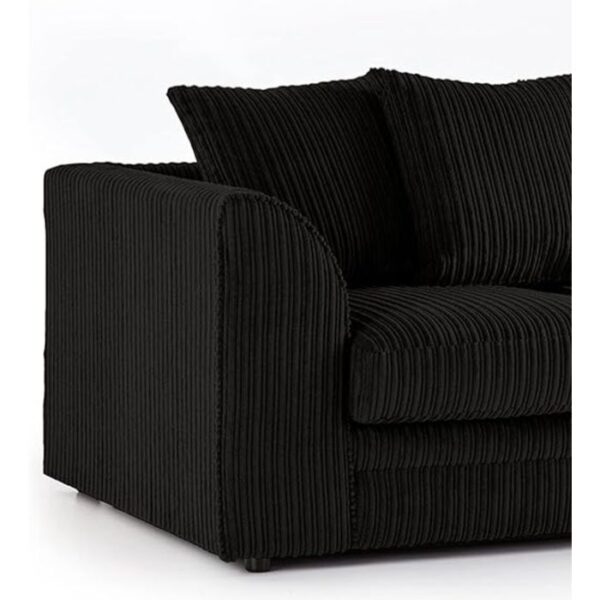 Morris L Shape Jumbo Cord 4 Seater Black Corner Sofa - Left Side