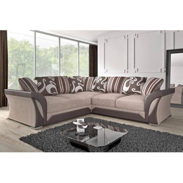 Shannon High Quality Chenille Fabric Corner Sofa - Brown with Beige