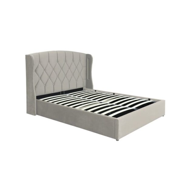 Mayfair Ottoman Storage Silver Bed Frame with LED - Standard Double 4ft6