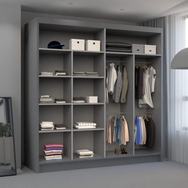 Norton Mirror Sliding Door 203cm Wardrobe - Grey