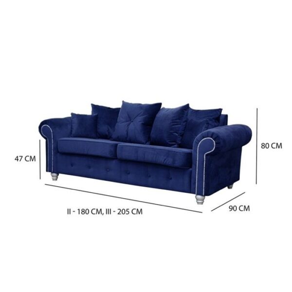 Ashwin Plush Velvet 3 Seater and 2 Seater Sofa Set - Blue