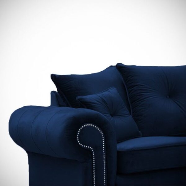 Ashwin Plush Velvet Corner Sofa Set - Blue