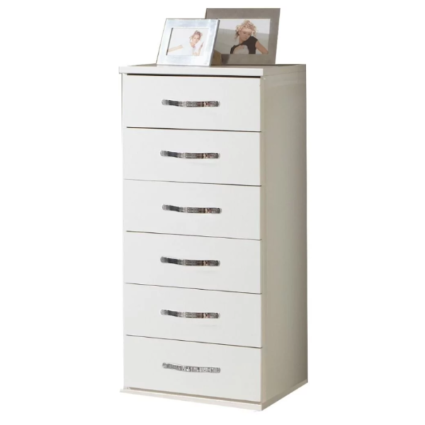 Duo 6-Drawer Narrow Storage Chest - White