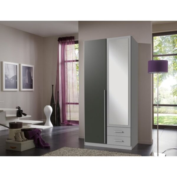 Husum 2 Door Mirrored Wardrobe - Grey