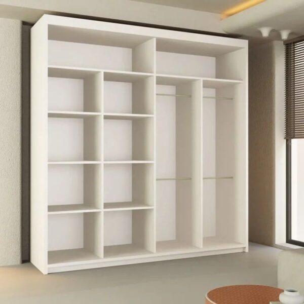 Tokyo Mirror Sliding Door 203cm Wardrobe - White