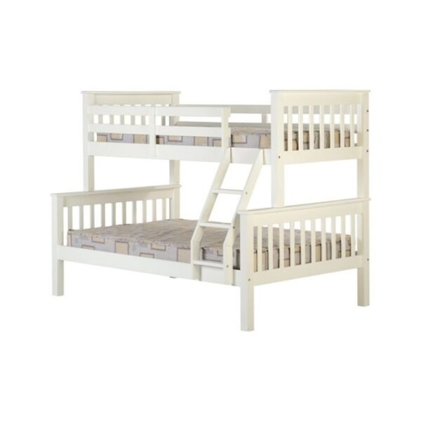 High Quality Pine Wood Triple Kids Bunk Bed - White