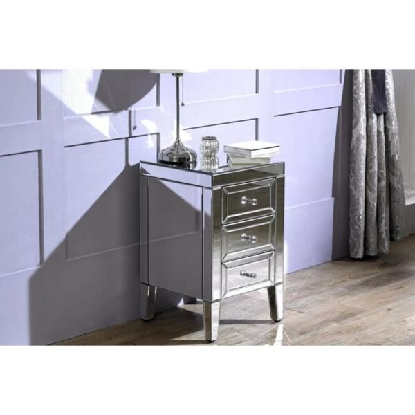 Mirrored 3 Drawer Bedside Table