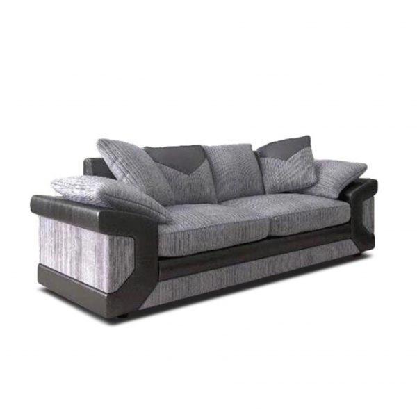 Dino Jumbo Cord 3 Seater and 2 Seater Sofa Set - Black with Grey