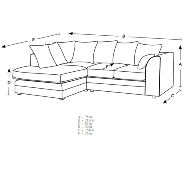 Morris L Shape Jumbo Cord 4 Seater Black Corner Sofa - Left Side