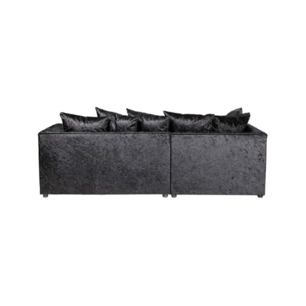 Crystal Crushed Velvet 4 Seater Black Corner Sofa- Left Side