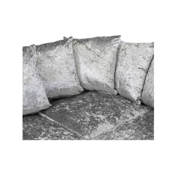 Crystal Crushed Velvet 4 Seater Silver Corner Sofa- Right Side