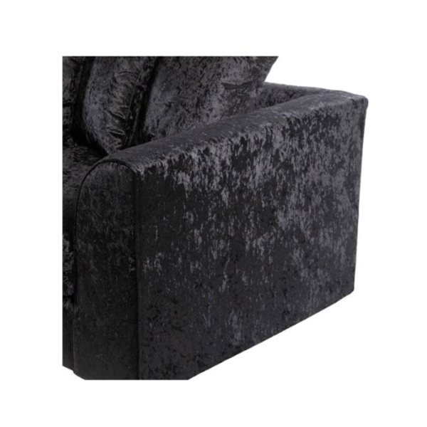 Crystal Crushed Velvet 4 Seater Black Corner Sofa- Left Side