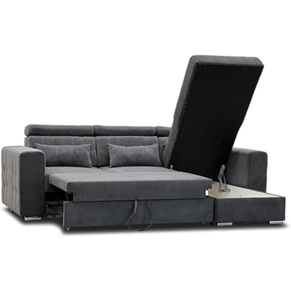 Lucas Corner Sofa Bed With Storage - Grey